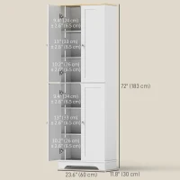 HOMCOM 72" Tall Pantry Cabinet, Kitchen Pantry Cabinet with Adjustable Shelves, Storage Cabinet with 4 Doors, White(m-3)