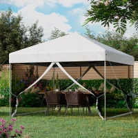 Outsunny 10' x 10' Pop-Up Canopy Tent Outdoor Party Tent, 3-Level Adjustable Height, Silver(m-8)