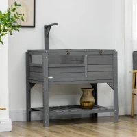 PawHut Tortoise Habitat with Shelf Storage Tortoise Gift Accessory with Weather Protection for Indoor, Gray(m-10)