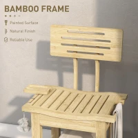 HOMCOM Bathroom Bench with Back, Bamboo Shower Bench with Towel Rack, Shower Head Holder and Soap Dish, Natural Wood(m-6)