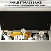 HOMCOM Storage Ottoman, Linen Fabric End of Bed Bench with Button Tufted Storage Bench for Bedroom, Beige(m-4)