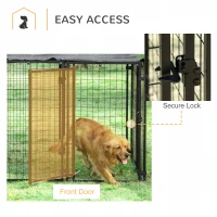 PawHut Outdoor Dog Kennel, Lockable Pet Playpen Crate with Top Cover, Black(m-6)