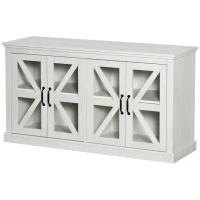 HOMCOM Sideboard Buffet Cabinet, Glass Door Credenza, Coffee Bar Cabinet with Adjustable Shelf, White(m-11)
