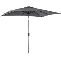 Outsunny 9' x 7' Solar Umbrella, LED Lighted Patio Umbrella for Table or Base with Tilt & Crank, Outdoor Umbrella for Garden, Deck, Backyard, Pool, Beach, Dark Gray(m-1)