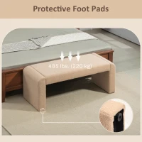 HOMCOM Upholstered Bedroom Bench, Boucle End of Bed Bench, Modern U-Shaped Entryway Bench, 47 x 18 x 18 Inches, Light Brown(m-6)