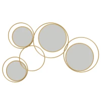 HOMCOM Metal Wall Mirror Decor, Modern Decorative Wall Art, Hanging Home Decor for Living Room Bedroom, Gold Tone(m-11)