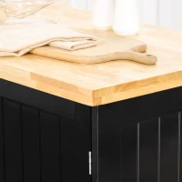 HOMCOM Rolling Kitchen Island with Storage, Utility Kitchen Island Cart with Drawer, Cabinets, Towel Rack and Rubber Wood Top(m-7)