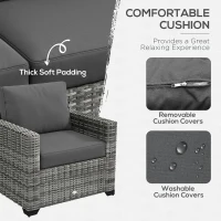 Outsunny Patio Furniture Set, Cushions, Sofa, Loveseat, Fire Pit Table, Gray(m-5)