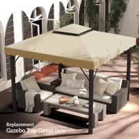 Outsunny 10' x 10' Gazebo Replacement Canopy, Gazebo Top Cover with Double Vented Roof for Garden Patio Outdoor TOP ONLY, Beige(m-8)