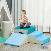 Qaba Foam Climbing Blocks for Toddlers, Kids Modular Play Set for Baby Children, Soft Play Equipment for Crawling Sliding, Easy-to-clean Safe DIY Creative, Multicolor(m-1)