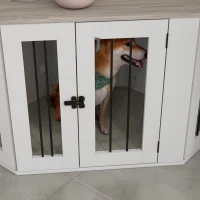 PawHut Dog Crate Furniture with Cushion, 41 Inch Corner Design Dog Crate End Table for Medium Dogs, Multi Colour(m-9)