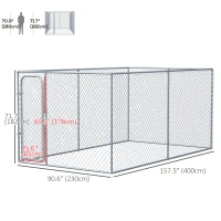 PawHut 99 Sq. Ft. Dog Playpen Outdoor with Galvanized Steel Frame, for Small and Medium Dogs, 13.1' x 7.5' x 6'(m-3)
