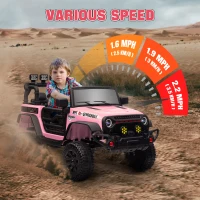 Qaba 12V Battery Powered Ride on Car, Ride on Truck w/ Remote, 4 Suspension Wheels, Music Horn Lights, Pink(m-6)
