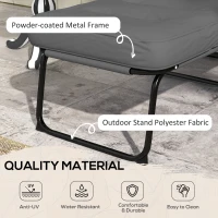 Outsunny Outdoor Lounge Chair with Padded Cushion, Folding Reclining Patio Garden Chair with Recline Back, Footrest, for Poolside, Patio, Light Grey(m-4)
