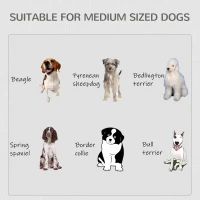 PawHut Dog Crate Furniture Wire Pet Cage Wooden Dog Kennel, End Table with Double Doors, and Locks, for Medium and Large Dog House Indoor Use, Gray(m-7)