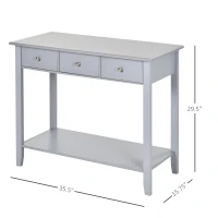 HOMCOM Console Table Industrial Desk with Drawer Bottom Shelf & Large Tabletop for Entryway or Living Room, Gray(m-3)