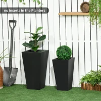 Outsunny 2-Pack Outdoor Planter Set, Flower Pots with Drainage Holes, Durable & Stackable Plant Pot, 22in & 18in, for Porch, Entryway, Patio, Yard, Garden, Black(m-10)