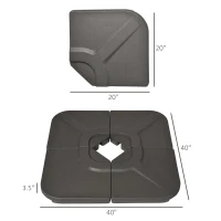 Outsunny 4-Piece 175lb Cantilever Patio Umbrella Base Weights for Offset Hanging Umbrella, HDPE Water or Sand Filled Umbrella Weights for Cross Base Stand, Brown(m-3)