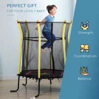 Qaba 5.2' Kids Small Trampoline with Enclosure, Springfree Toddler Trampoline with Net, for Single Jumper, Indoor Play Equipment for Ages 3-10(m-6)