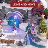 HOMCOM Christmas Village, Skating Pond Animated Winter Wonderland Set with Multicolored LED Light, Plug-In Christmas Decoration(m-6)