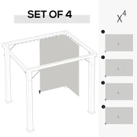 Outsunny Gazebo Replacement Sidewalls 4-Panel Privacy Wall for 10' x 12' Canopy, Outdoor Shelter Curtains Accessories Light Grey(m-4)