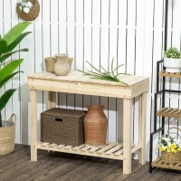 Outsunny Outdoor Potting Bench Wood Potting Table with Hidden Storage Box & Lower Shelf for Garden, Yard, Greenhouse(m-8)
