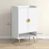 HOMCOM Entryway Shoe Storage Cabinet, Narrow Shoe Cabinet with Adjustable Shelves and Open Shelf for 15 Pairs of Shoes, White(m-3)