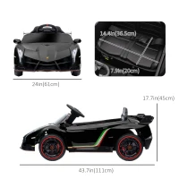 Aosom 12V Electric Ride on Car with Butterfly Doors, 4.3Mph Kids Ride-on Toy for Boys and Girls with Remote Control, Horn Honking, Music, Lights, Black(m-3)