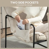 HOMCOM Modern Accent Chair, Upholstered Armchair with Side Pockets and Steel Frame, Comfy Reading Chair for Bedroom, Beige(m-5)