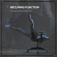 Vinsetto Racing Gaming Chair with RGB LED Lights, Adjustable Height, Gamer Office Chair, Computer Desk Chair, Black/Blue(m-6)