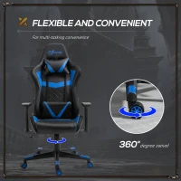 Vinsetto Racing Gaming Chair with RGB LED Lights, Adjustable Height, Gamer Office Chair, Computer Desk Chair, Black/Blue(m-7)