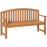 Outsunny 55" Wooden Garden Bench, 2 Seater Outdoor Patio Seat with Slatted Design for Deck, Porch or Garden, Natural(m-1)