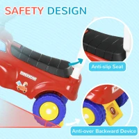 Qaba Toddler Ride on Fire Truck with Music, Horn, Under Seat Storage, for Kids 18-36 Months, Red(m-7)