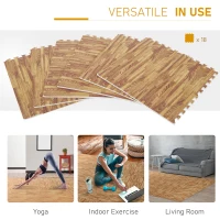 Soozier 18 Piece 24" x 24" High-Density Water Resistant Interlocking Foam Floor Tile Mats 72Sqft- Dark Wood Grain(m-6)