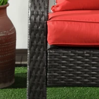 Outsunny Patio Wicker Adirondack Chair, Outdoor Rattan Muskoka Chair with Cushions for Patio, Garden, Backyard, Red(m-9)