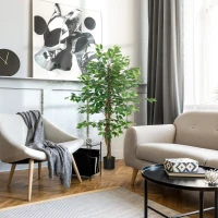 HOMCOM 5ft Artificial Tree, Indoor Fake Ficus with Pot for Home Office Living Room Decor(m-10)