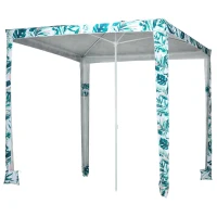 Outsunny Quick Beach Cabana Canopy Umbrella, 8' Easy-Assembly Sun-Shade Shelter with Sandbags and Carry Bag, Cool UV50+ Fits Kids & Family, Green Coconut Palm(m-11)