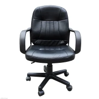 HOMCOM Desk Office Chair PU Leather Mid-Back Swivel Computer PC Adjustable Height Black(m-11)