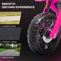 Qaba 6V Kids Motorcycle with Training Wheels, Horn & Start Sound, for 3-8 Years, Pink(m-7)