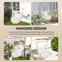 Outsunny Hammock Chair Swing Hanging Macrame Chair Cotton w/ Two Soft Seat Cushions, for Bedroom Indoor Outdoor Ideal Gift for Kids Lover Birthday Present White(m-6)