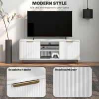 HOMCOM TV Stand with Storage for 55 Inch TV, Modern TV Cabinet with 2 Open Shelves and 2 Cabinets for Living Room, White(m-4)