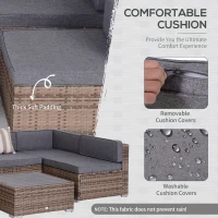 Outsunny Modern Rattan Patio Furniture Set, 7-Piece Outdoor Wicker Sofa Set with Cushions for Home & Family Gatherings, Gray(m-5)