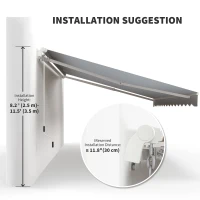 Outsunny 12' x 10' Retractable Awning Patio UV Resistant Fabric and Aluminum Frame for Deck, Balcony, Yard, Grey(m-7)