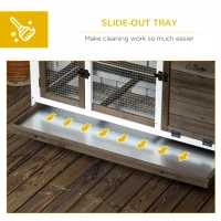 PawHut Rabbit Cage with Wheels, Ramp, Run, Tray for Indoor Outdoor, Suitable for Rabbit, Guinea Pig, Coffee(m-6)