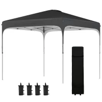 Outsunny 8' x 8' Pop Up Canopy Tent with Wheeled Carry Bag and 4 Sand Bags, Instant Sun Shelter, Tents for Parties, Height Adjustable, for Outdoor, Garden, Patio, Black(m-11)