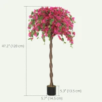 HOMCOM Set of 2 Decorative Artificial Plants, Murraya Flowers in Pots, Fake Plants for Indoor Decor, 47 inch, Purple and Red(m-3)