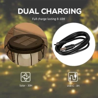 Outsunny Set of 2 Solar or USB Rechargeable Lamp Set LED Accent Lantern Light with Bottom Shelf for Garden Porch Lawn(m-4)