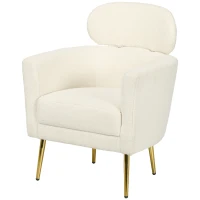HOMCOM Barrel Accent Chair with Detachable Headrest, Modern Armchair for Living Room, Home Office, Cream White(m-2)
