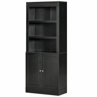 HOMCOM 72" Kitchen Buffet with Hutch, Kitchen Pantry Cupboard with 2 Door Cabinet, and 2 Adjustable Shelves, Black(m-11)