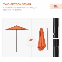 Outsunny 6.6FT Patio Umbrella, Outdoor Parasol with 6 Solid Ribs, Orange(m-4)